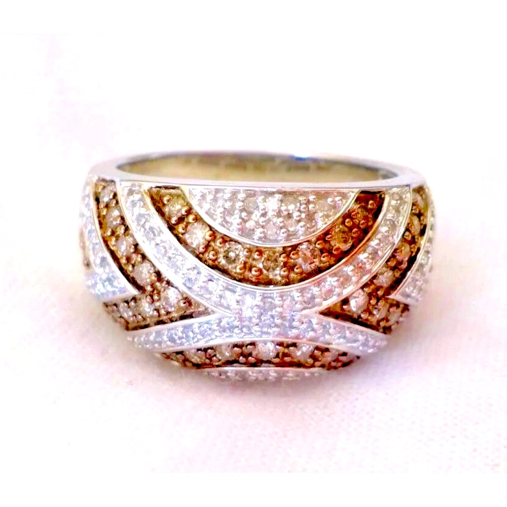 LeVian Style Diamond 14K White Gold Ring, Solid Gold Band-8.1gm, 1 of a Kind - Picture 6 of 6